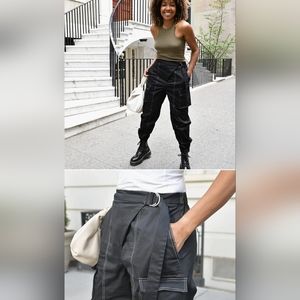 @karenbritchick contrast stitch black belted cargos never worn large